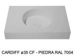 Plan vasque lavabo circulaire ⦰ 35 cm sur mesure Largeur 50 à 201 x P 40 à 51 cm Finition lisse 10 couleurs au choix, Anti bactérien Résine Akrytan® dans la masse Livraison Offerte.